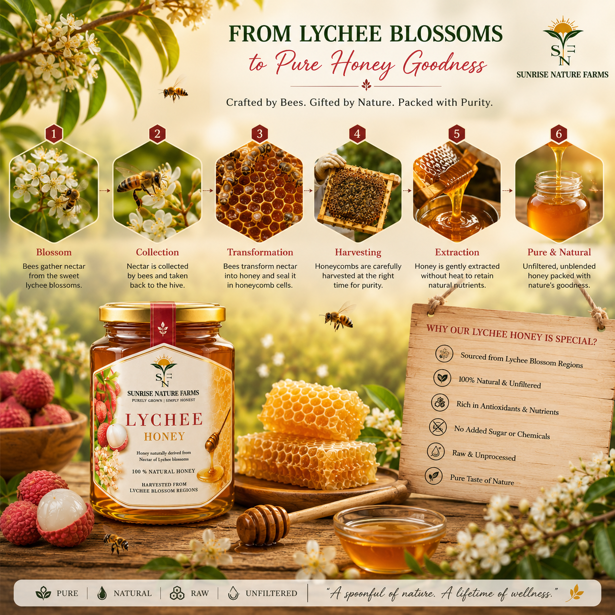 Sunrise Nature Farms Lychee Honey - Image 2
